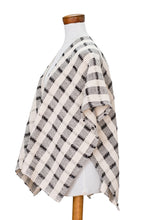 Load image into Gallery viewer, Hand-woven Black and White Ruana Made with 100% Cotton - Rustic in Black | NOVICA
