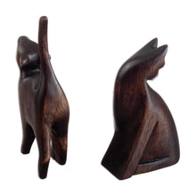 Load image into Gallery viewer, Hand-Carved Cat Themed Wood Sculptures from Peru (Pair) - Fully Flirty | NOVICA
