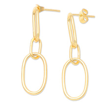 Load image into Gallery viewer, Handmade 18k Gold-plated Dangle Link Earrings from Indonesia - Link the Chain | NOVICA
