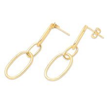 Load image into Gallery viewer, Handmade 18k Gold-plated Dangle Link Earrings from Indonesia - Link the Chain | NOVICA

