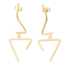 Load image into Gallery viewer, Hand Crafted Abstract 18k Gold-Plated Dangle Earrings - Disconnected | NOVICA
