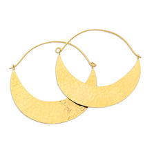 Load image into Gallery viewer, Hand Crafted Gold-Plated Hoop Earrings from Indonesia - In the Same Canoe | NOVICA
