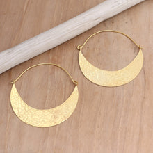 Load image into Gallery viewer, Hand Crafted Gold-Plated Hoop Earrings from Indonesia - In the Same Canoe | NOVICA
