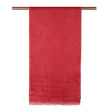 Load image into Gallery viewer, Red Linen Shawl made in India - Dreams in Red | NOVICA
