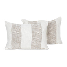 Load image into Gallery viewer, Artisan Crafted Cotton Cushion Covers (Pair) - Diamond Elegance in Umber | NOVICA
