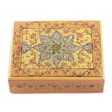 Load image into Gallery viewer, Wood Papier Mache Decorative Box in Yellow - Charming Persia | NOVICA
