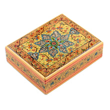 Load image into Gallery viewer, Wood Papier Mache Decorative Box in Yellow - Charming Persia | NOVICA
