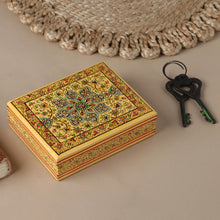 Load image into Gallery viewer, Wood Papier Mache Decorative Box in Yellow - Charming Persia | NOVICA
