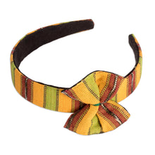 Load image into Gallery viewer, Ocher Headband with Bow Hand-woven with 100% Cotton Canvas - Ocher Origins | NOVICA
