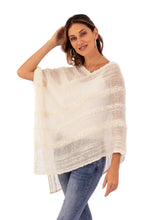 Load image into Gallery viewer, Handwoven Peruvian Baby Alpaca Blend Poncho Soft to Touch - Ivory Softness | NOVICA
