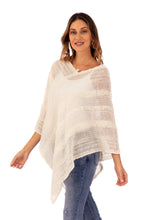 Load image into Gallery viewer, Handwoven Peruvian Baby Alpaca Blend Poncho Soft to Touch - Ivory Softness | NOVICA
