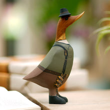 Load image into Gallery viewer, Bamboo Root and Teak Hand-Painted Duck with Steampunk Style - Steampunk Duck | NOVICA
