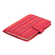 Load image into Gallery viewer, Cerise Silk and Jute Journal with 40 Handmade Paper Pages - Cerise Secrets | NOVICA
