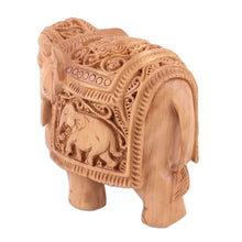 Load image into Gallery viewer, Hand Made Kadam Wood Elephant Sculpture - Pomp and Pachyderm | NOVICA
