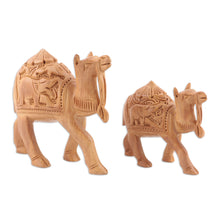 Load image into Gallery viewer, Handcrafted Wood Statuettes (Pair) - Camel Caravan | NOVICA
