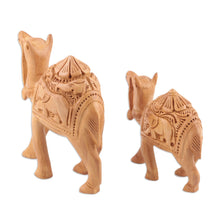 Load image into Gallery viewer, Handcrafted Wood Statuettes (Pair) - Camel Caravan | NOVICA
