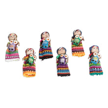 Load image into Gallery viewer, Set of 6 Cotton Decorative Dolls Handcrafted in Guatemala - Sharing Wisdom | NOVICA
