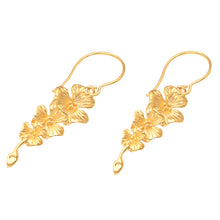 Load image into Gallery viewer, 18k Gold-plated and Flower-shaped Dangle Earrings from Bali - Flamboyant | NOVICA
