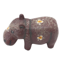 Load image into Gallery viewer, Hippo Wood Figurine Hand-carved &amp; Hand-painted in Indonesia - Chubby Hippopotamus | NOVICA
