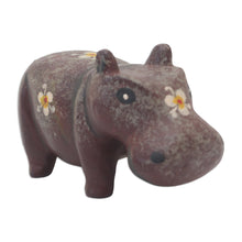 Load image into Gallery viewer, Hippo Wood Figurine Hand-carved &amp; Hand-painted in Indonesia - Chubby Hippopotamus | NOVICA
