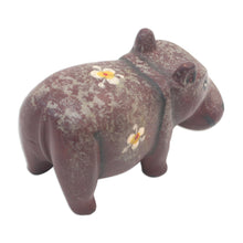 Load image into Gallery viewer, Hippo Wood Figurine Hand-carved &amp; Hand-painted in Indonesia - Chubby Hippopotamus | NOVICA
