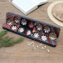 Load image into Gallery viewer, Hand-painted Wood Batik Mancala Board Game from Indonesia - Fun Parang Blue | NOVICA
