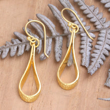 Load image into Gallery viewer, Balinese 18k Gold-plated Modern Dangle Earrings - Enchanting Style | NOVICA
