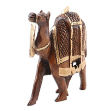Load image into Gallery viewer, Camel Wood Figurine Hand-carved and Hand-painted in India - Camel Walk | NOVICA
