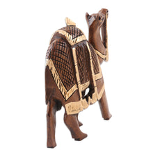 Load image into Gallery viewer, Camel Wood Figurine Hand-carved and Hand-painted in India - Camel Walk | NOVICA
