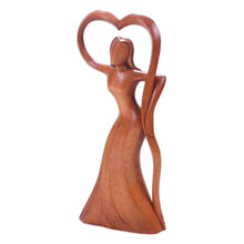 Load image into Gallery viewer, Abstract Woman Wood Statuette Hand Carved in Indonesia - Woman Celebrating | NOVICA
