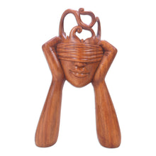 Load image into Gallery viewer, Artisan Crafted Suar Wood Statuette from Bali - Surprising You | NOVICA

