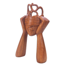 Load image into Gallery viewer, Artisan Crafted Suar Wood Statuette from Bali - Surprising You | NOVICA
