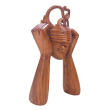 Load image into Gallery viewer, Artisan Crafted Suar Wood Statuette from Bali - Surprising You | NOVICA
