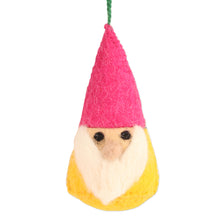 Load image into Gallery viewer, Set of 6 Wool Felt Gnome Ornaments in Colorful Tones - Lucky Gnomes | NOVICA

