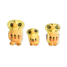 Load image into Gallery viewer, Handcrafted Owl Ceramic Figurines from Guatemala (Set of 3) - Owl Reunion | NOVICA
