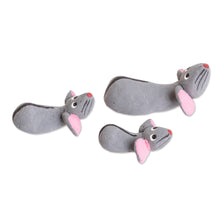 Load image into Gallery viewer, Set of 3 Handcrafted Mouse Ceramic Figurines from Guatemala - Mouse Family | NOVICA
