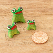 Load image into Gallery viewer, Set of 3 Handcrafted Frog Ceramic Figurines from Guatemala - Frog Reunion | NOVICA
