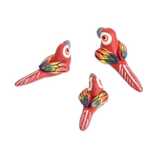Load image into Gallery viewer, Macaw Ceramic Figurines Handcrafted in Guatemala (Set of 3) - Macaw Reunion | NOVICA
