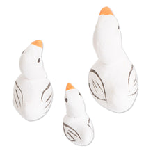 Load image into Gallery viewer, Set of 3 Goose Ceramic Figurines from Guatemala - Goose Family | NOVICA
