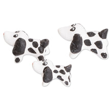 Load image into Gallery viewer, Set of 3 Dalmatian Dog Ceramic Figurines from Guatemala - Dalmatian Family | NOVICA
