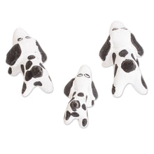 Load image into Gallery viewer, Set of 3 Dalmatian Dog Ceramic Figurines from Guatemala - Dalmatian Family | NOVICA
