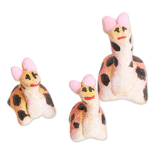 Load image into Gallery viewer, Guatemalan Set of 3 Giraffe Ceramic Figurines - Giraffe Reunion | NOVICA
