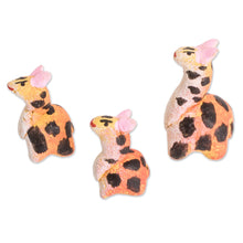 Load image into Gallery viewer, Guatemalan Set of 3 Giraffe Ceramic Figurines - Giraffe Reunion | NOVICA
