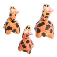 Load image into Gallery viewer, Guatemalan Set of 3 Giraffe Ceramic Figurines - Giraffe Reunion | NOVICA
