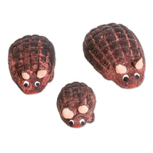 Load image into Gallery viewer, Set of 3 Hand-painted Armadillo Shaped Ceramic Figurines - Armadillo Family | NOVICA
