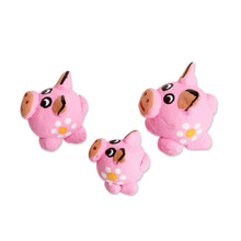 Load image into Gallery viewer, Set of 3 Pink Pig Ceramic Figurines Handcrafted in Guatemala - Pink Pig Family | NOVICA
