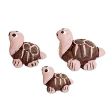 Load image into Gallery viewer, Set of 3 Tortoise-shaped Hand-painted Ceramic Figurines - Tortoise Family | NOVICA
