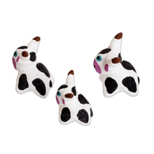 Load image into Gallery viewer, Set of 3 Hand-painted Bull-themed Ceramic Figurines - Bull Family | NOVICA
