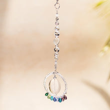 Load image into Gallery viewer, Crystal and Glass Beaded Suncatcher in Cold Shades - Mystic Peace Ring | NOVICA
