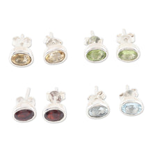 Load image into Gallery viewer, Set of 4 Gemstone and Sterling Silver Stud Earrings - All for One | NOVICA
